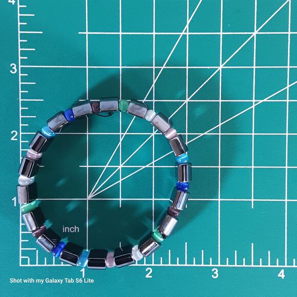 Gun Metal Stretch Bracelet With Multicolor Tiger's Eye Beads - Picture 7 of 7